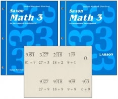 Saxon Math 3 Student Workbooks and Flash Cards (Part 1 & Part 2)